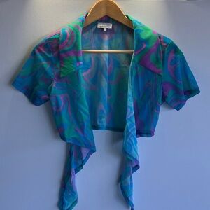 WeWoreWhat Blue and Purple Sheer Blouse